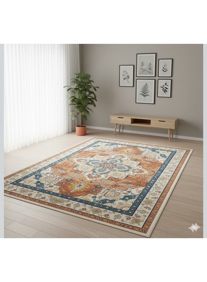 سجادة مودرن (بديل سجاد) ثلاثية الأبعاد 3D - تصميم تركي فاخر - مقاس 160×230 سم - ألوان بوهيمية دافئة - Image 2